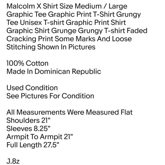 Malcolm X Shirt Size Medium / Large Graphic Tee Graphic Print T-Shirt Grungy Tee - Picture 2 of 10